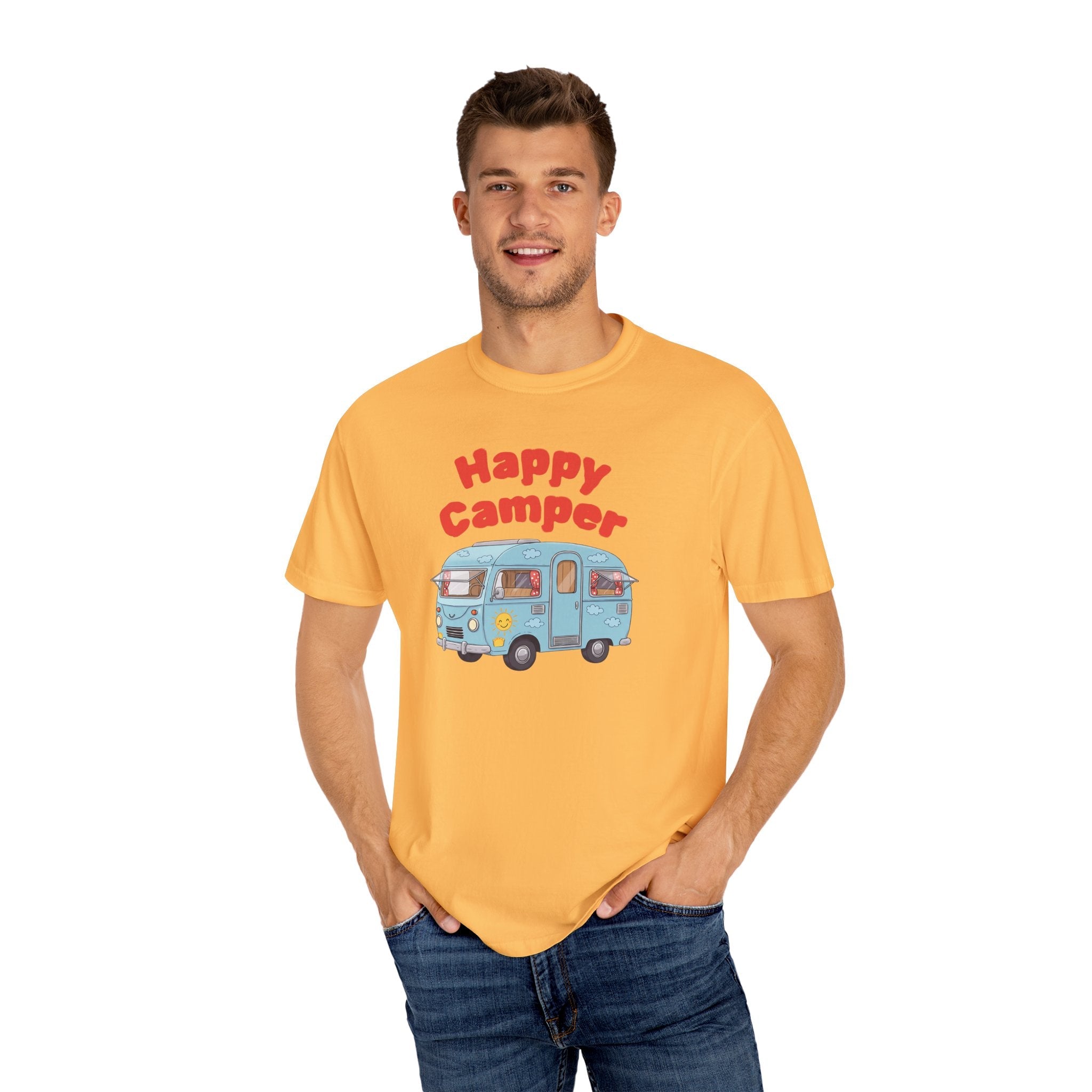 Personalized Happy Camper T-Shirt, Custom Name Camping Shirt, RV Vacation Tee, Road Trip Shirt, Matching Family Reunion Shirt, Glamping - Razels