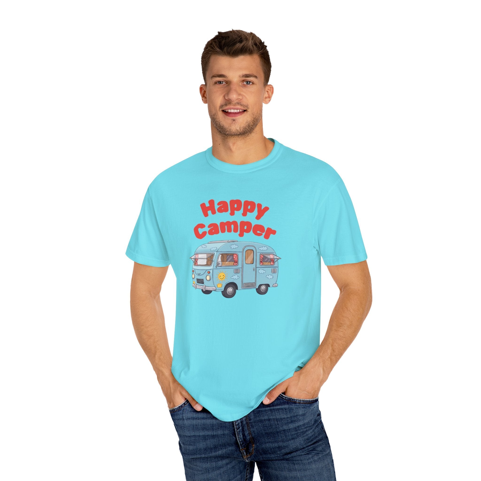 Personalized Happy Camper T-Shirt, Custom Name Camping Shirt, RV Vacation Tee, Road Trip Shirt, Matching Family Reunion Shirt, Glamping - Razels