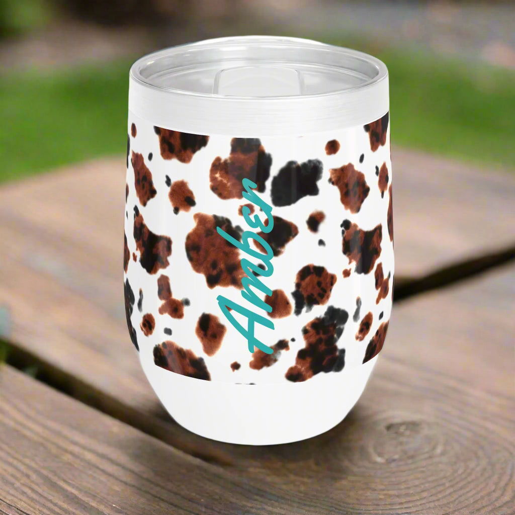 personalized name cowprint small tumbler