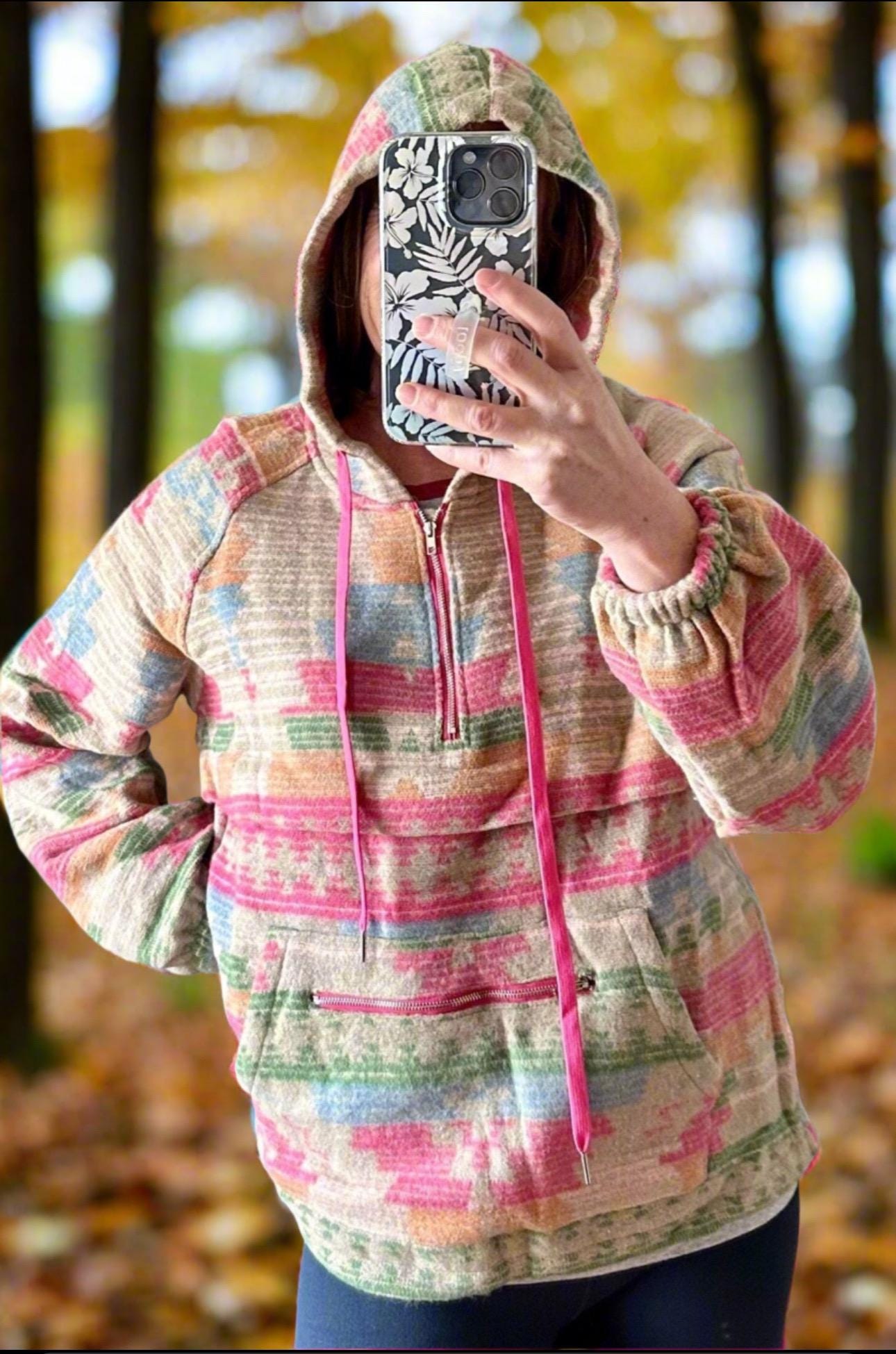 Pink Aztec Hoodie - Western Spring Pullover - Cowgirl Sweatshirt for Women - Razels