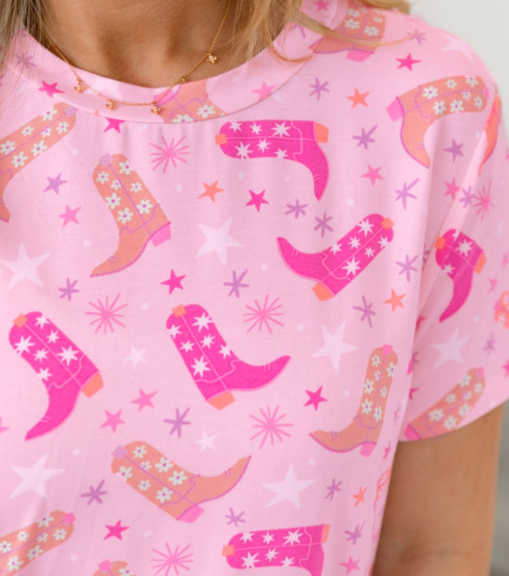 Pink Cowgirl Summer Pajamas | Western Lounge Set | Cowgirl Boot Pajamas - Razels