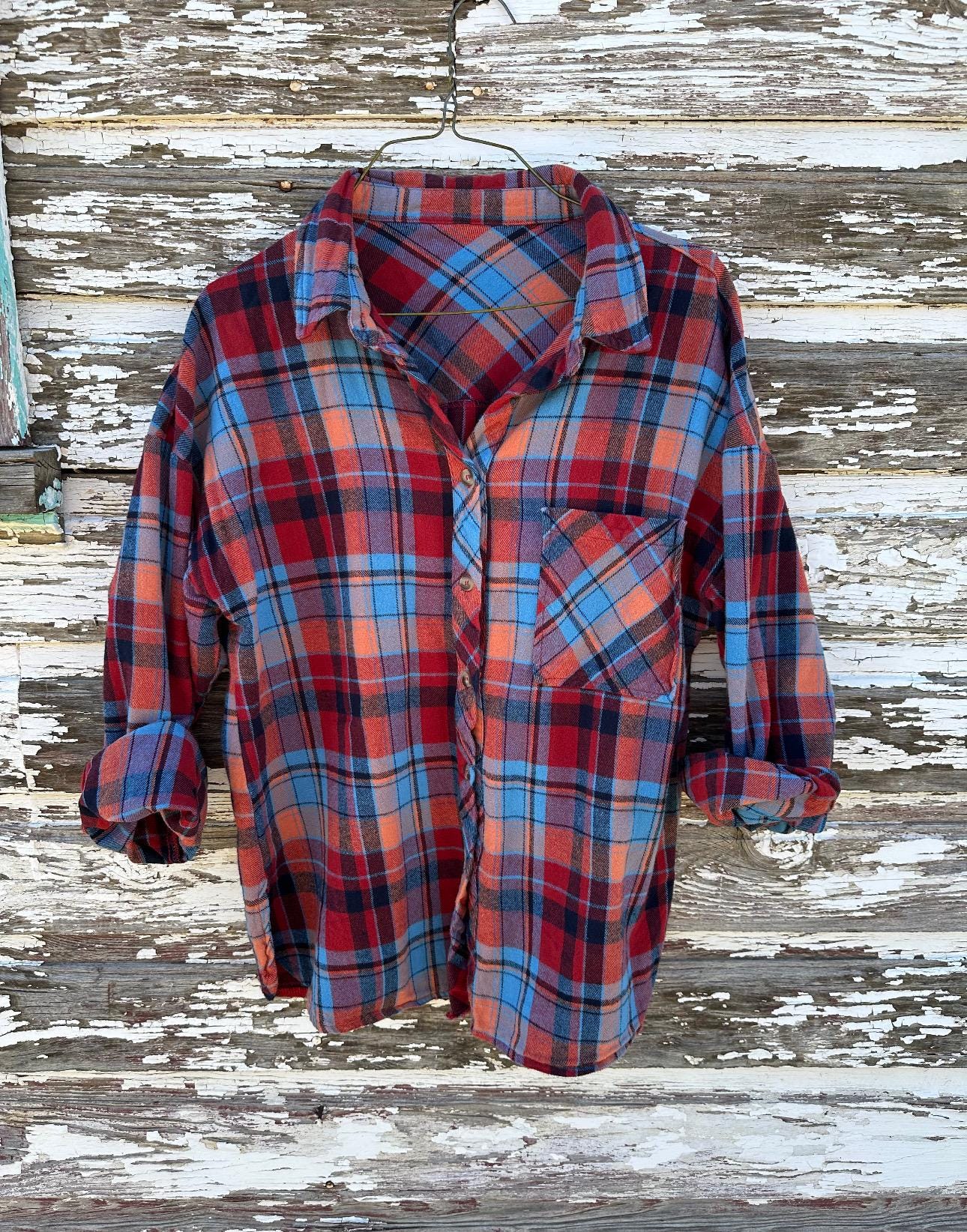 Plaid Shirt Women, Plaid Button - Down Shirt Women, Oversized Plaid Shirt, Women's Plaid Shirts, Plaid Button Up Shirt - Razels