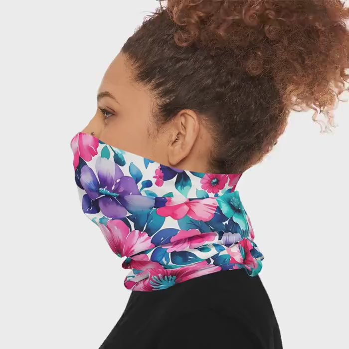 Floral Neck Gaiter: Lightweight Breathable UV Protection Scarf