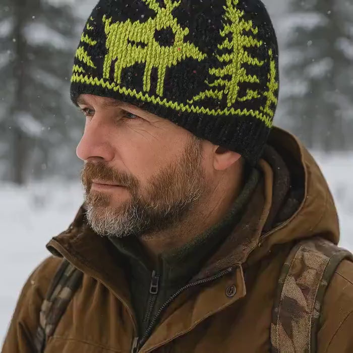 Hand-Knit Elk & Deer Hat: Funny Hunter Gift