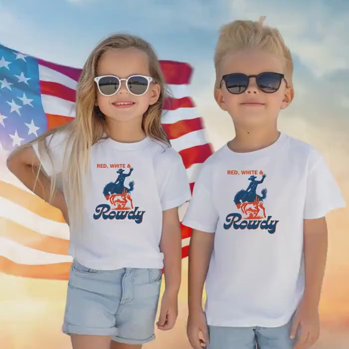 Kids Red, White & Rowdy Cowboy Tee
