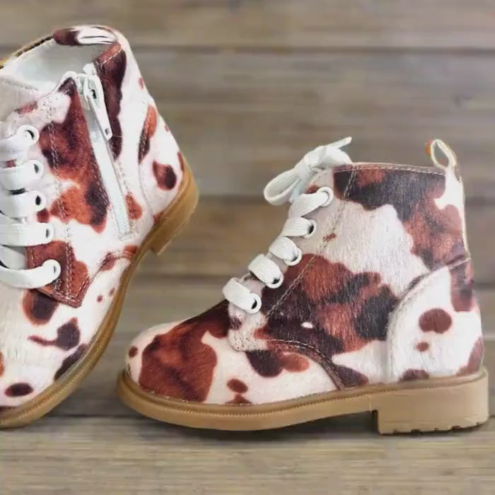 Toddler Cow Print Cowboy Boots: Leather Western Style Footwear