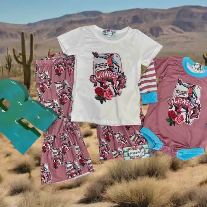 Cowboy Ranch Cowgirl Matching Sister Outfits - Western Bell Bottoms & Onsie