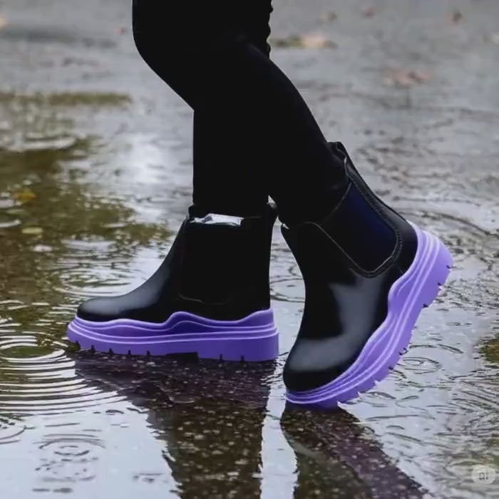 Kids Waterproof Leather Boots: Chunky Sole, Fall Boots