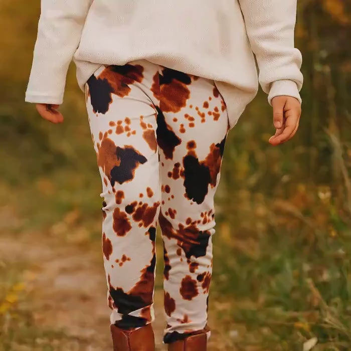 CLEARANCE Western Sweatpants Kids Cow Print Joggers, Unisex Cowboy Cowgirl Ranch Style Pants for Boys & Girls