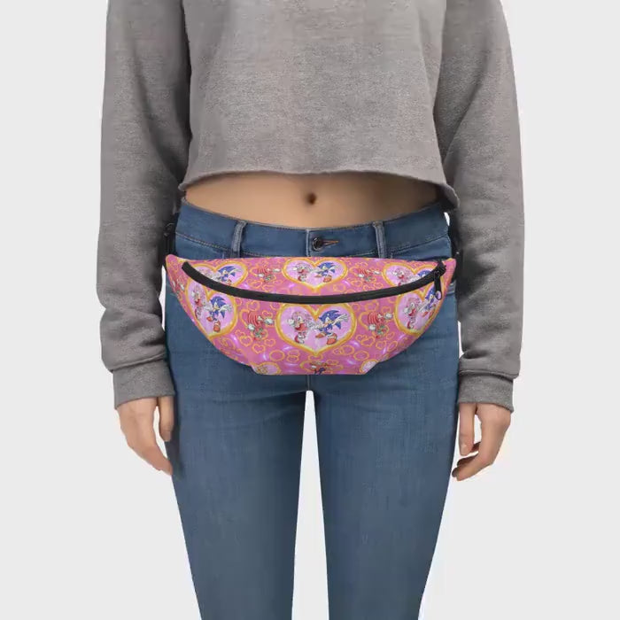 Pink Sonic the Hedgehog Fanny Pack: Water-Resistant Cartoon Waist Bag