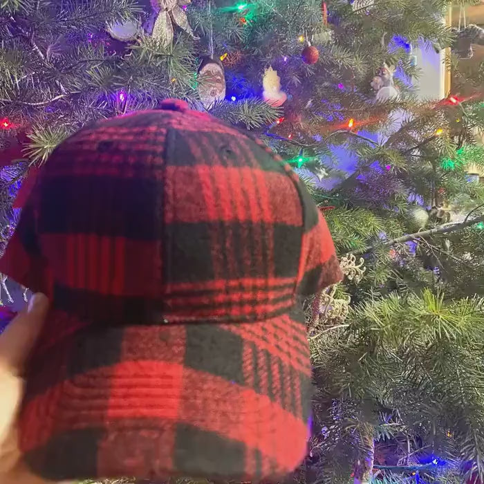 Red & Black Buffalo Plaid Trucker Hat - Cozy Winter Flannel Cap, Christmas Gift