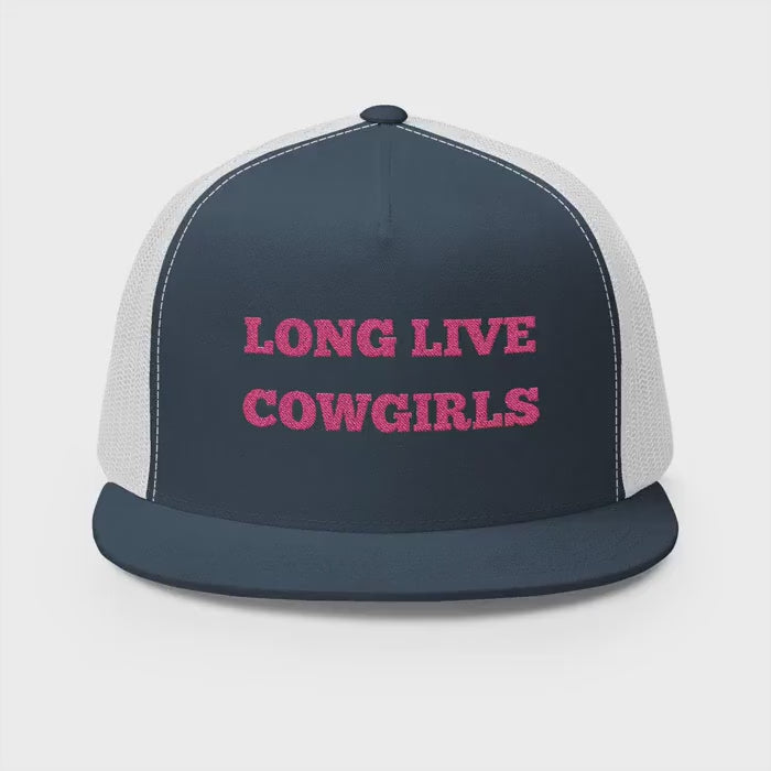 Long Live Cowgirls Trucker Hat - 5 Panel Western Cap, Retro Snapback for Rodeo & Country Concert Summer Outfit