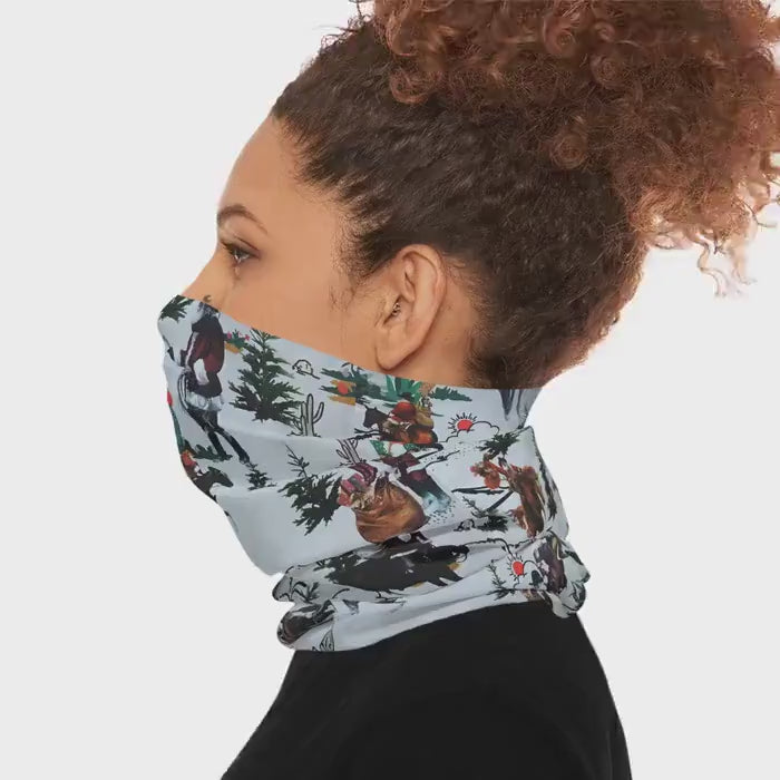 Cowboy Santa Christmas Neck Gaiter, Western Neckerchief for Men & Women