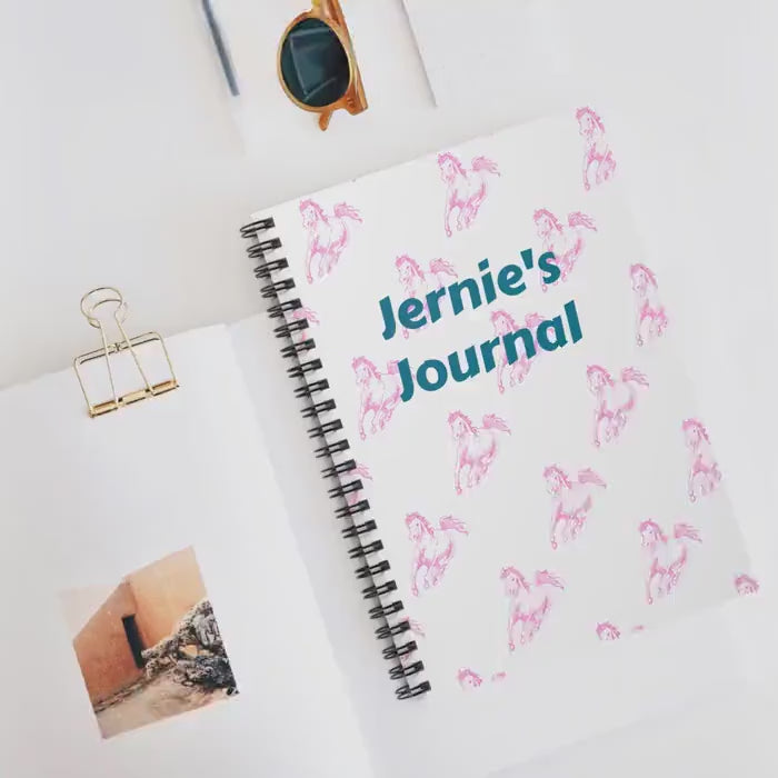 Personalized Horse Journal: Pink Running Horses Notebook, Cowgirl Gift