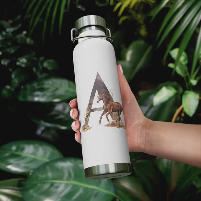 Personalized Western Initial Water Bottle: Insulated Copper Flask, 22oz
