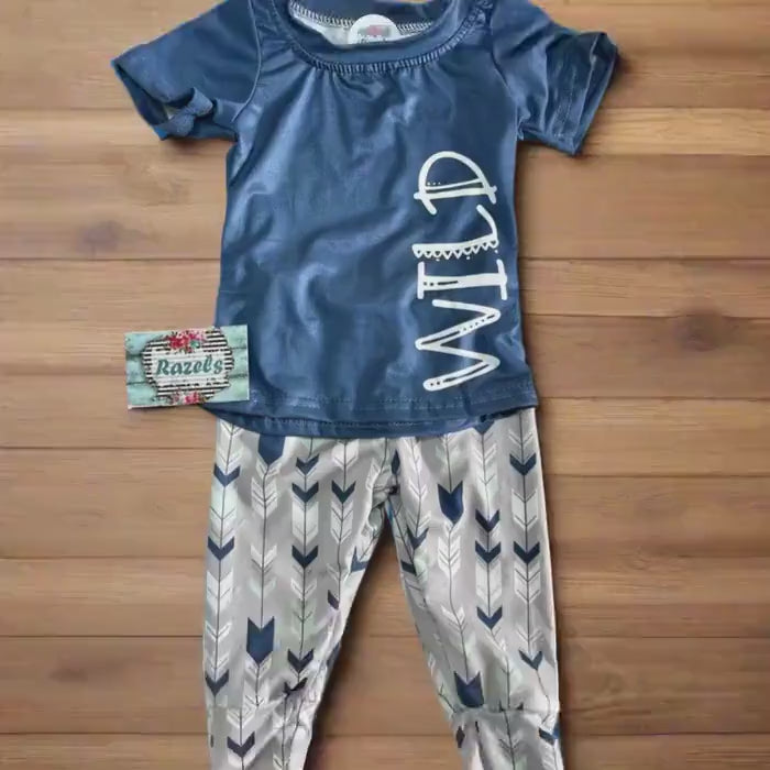 Wild One Birthday Outfit: Boys Arrow Print Jogger Set