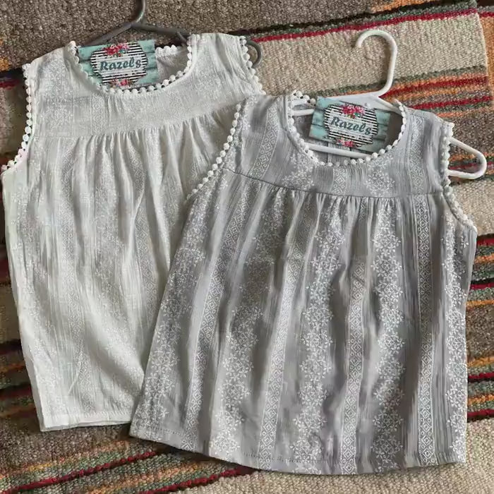 Embroidered Tank Top for Girls, Light Cotton Boho Summer Layering Shirt