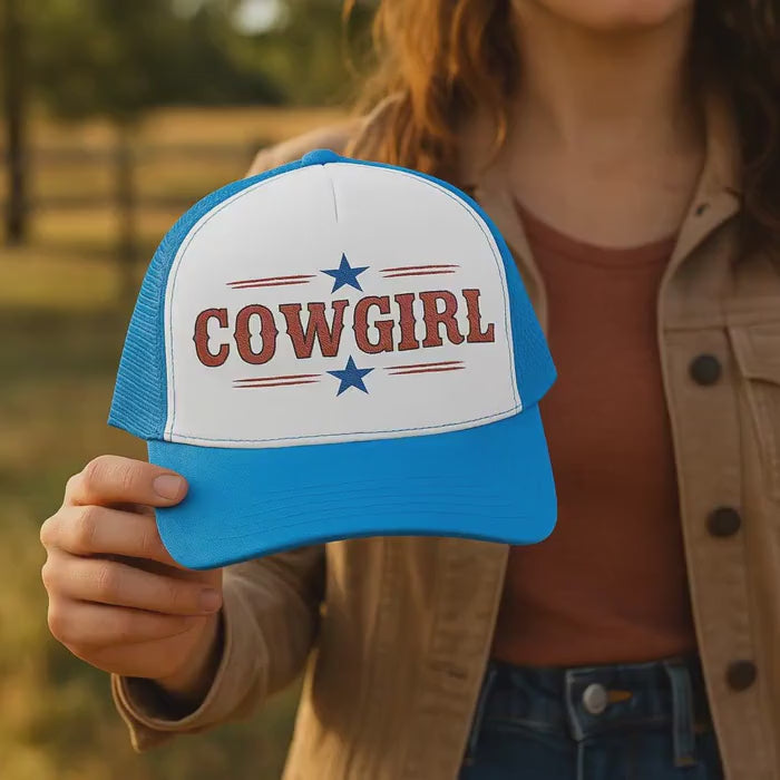 Cowgirl Foam Trucker Hat | Embroidered Western Cap | Retro Rodeo Style | Summer Cowgirl Gift