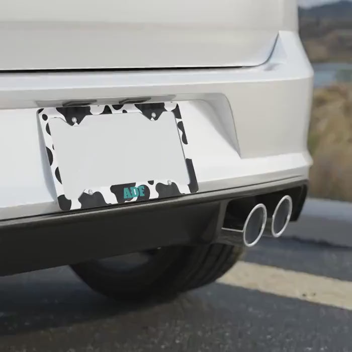 Cow Print License Plate Frame: Customizable Car Accessory