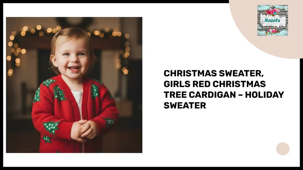 CHRISTMAS SWEATER, Girls Red Christmas Tree Cardigan &ndash; Holiday Sweater by@Outfy