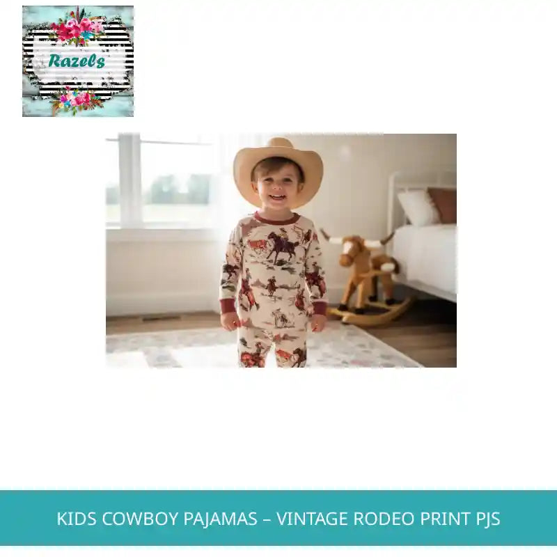 Kids Cowboy Pajamas &ndash; Vintage Rodeo Print PJs by@Outfy