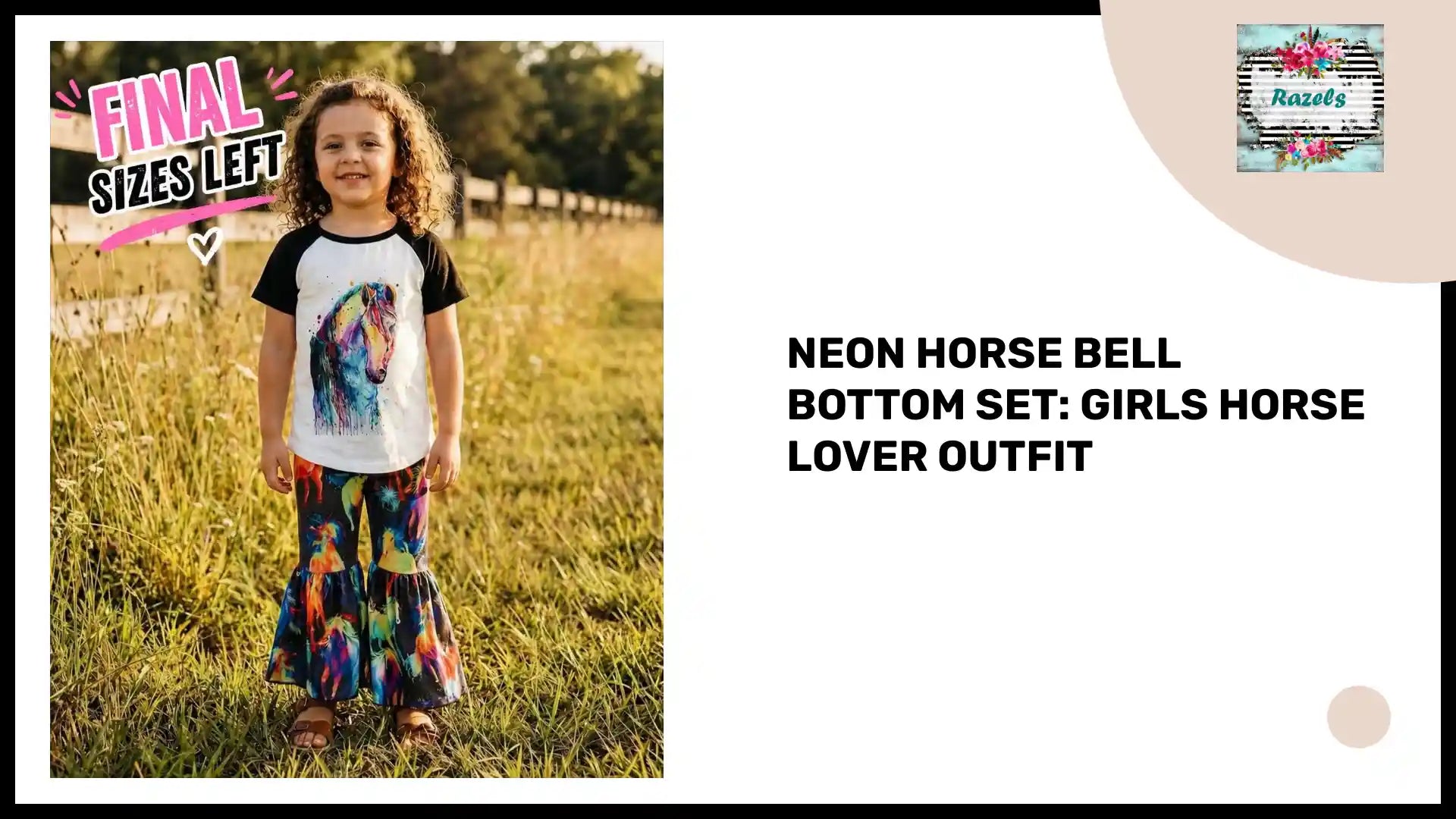 Neon Horse Bell Bottom Set: Girls Horse Lover Outfit by@Outfy