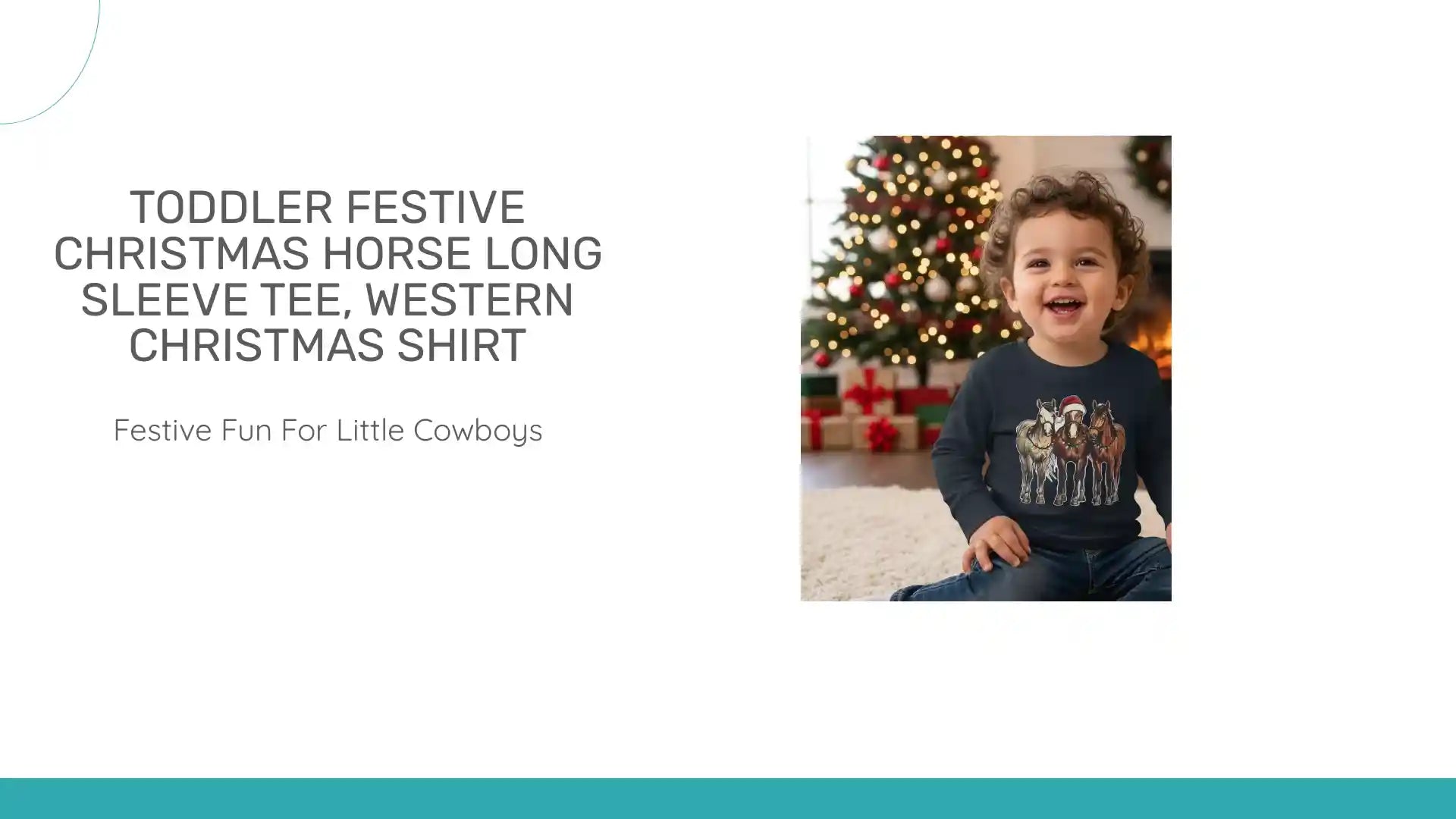 Toddler Festive Christmas Horse Long Sleeve Tee, Western Christmas Shirt by@Outfy