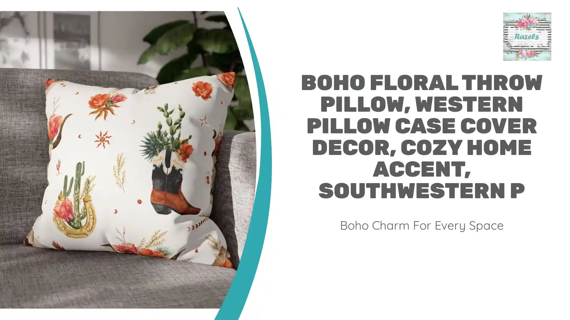 Boho Floral Throw Pillow, Western Pillow Case Cover Decor, Cozy Home Accent, Southwestern P by@Outfy