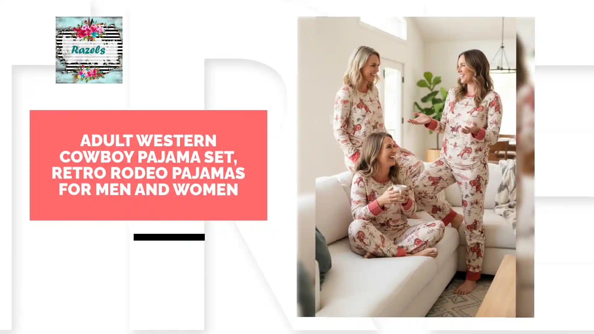 Adult Western Cowboy Pajama Set, Retro Rodeo Pajamas for Men and Women by@Outfy