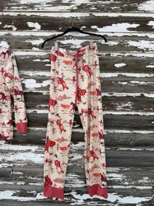 Adult Western Cowboy Pajama Set, Retro Rodeo Pajamas for Men and Women