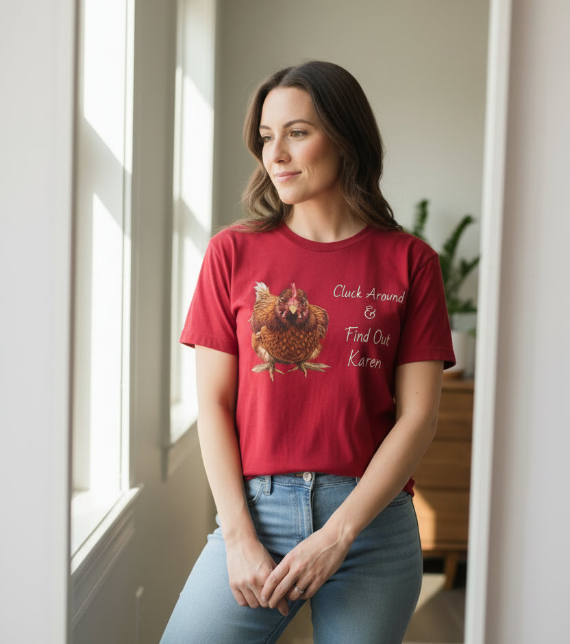 red chicken tshirt, funny chicken shirt