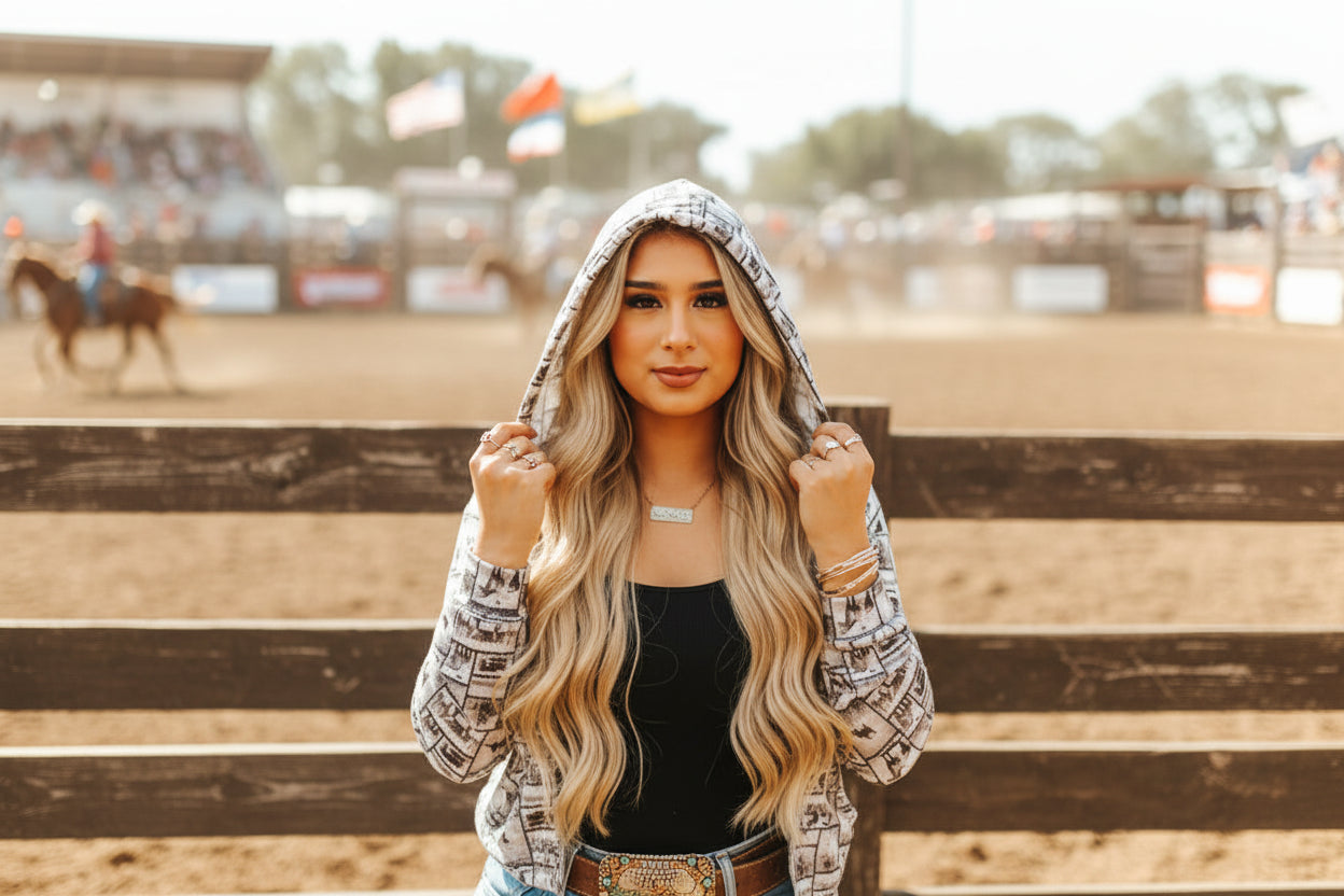 retro cowboy hoodie sweatshirt