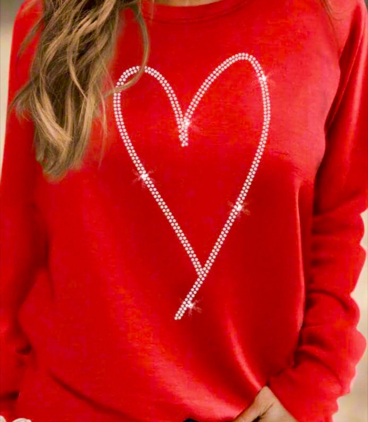 Rhinestone Heart Shaped Sweatshirt, Valentine's Day Sweatshirt - Razels