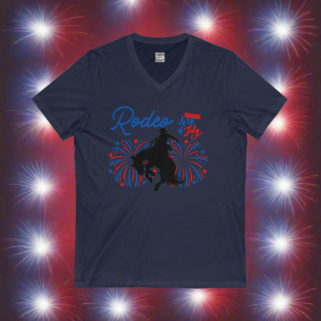 rodeo 4th of july tshirt, bronc cowboy red white blue tee