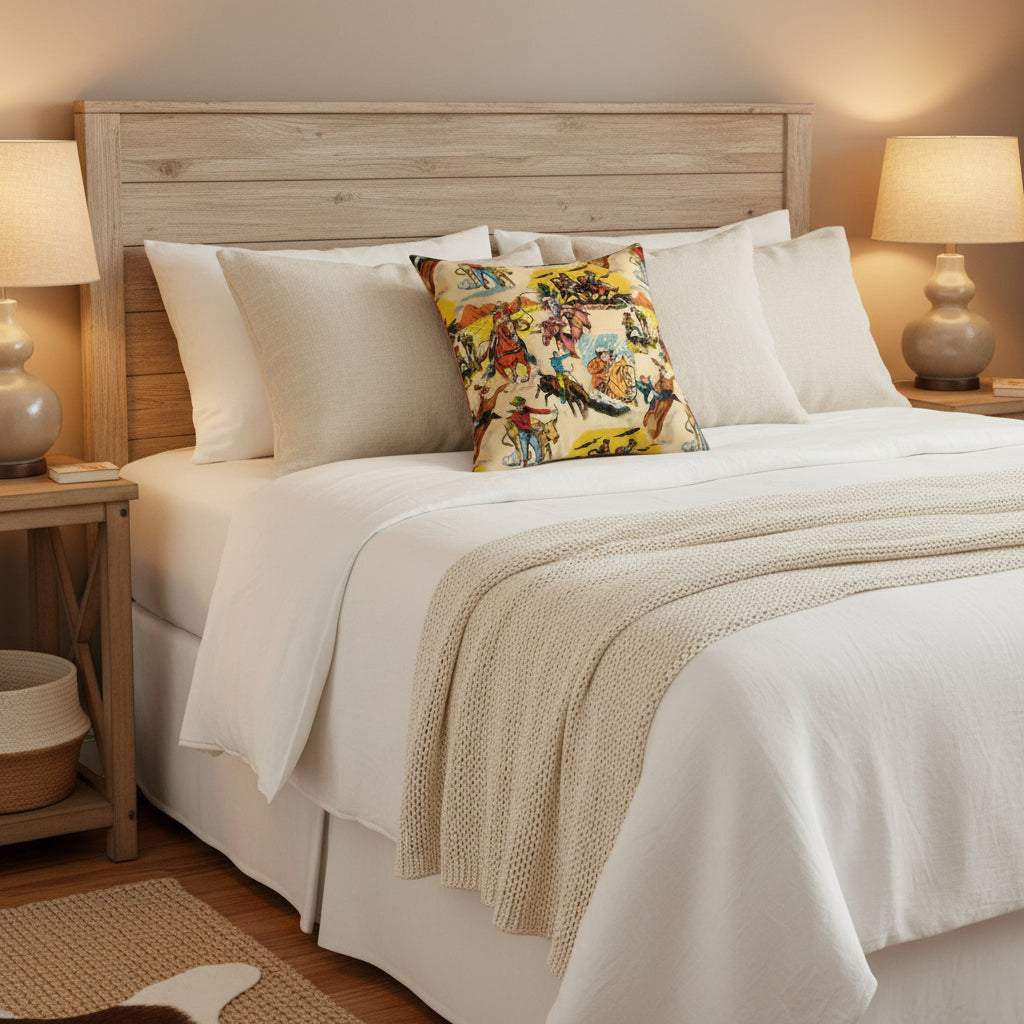 roy rogers cowboy pillow, rustic bedroom decor