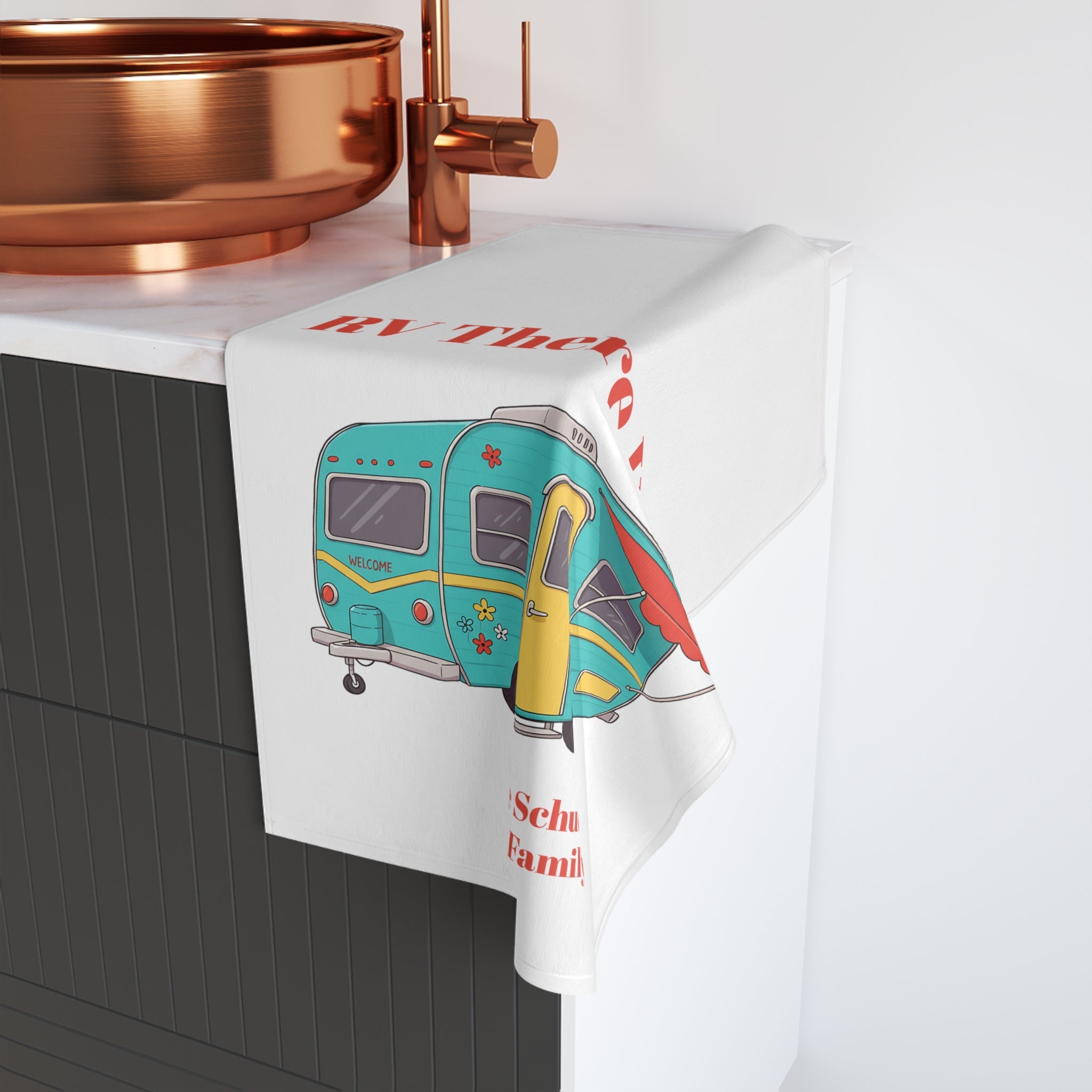 RV There Yet? Hand Towel, Camping Gift, Retirement Gift Personalized Family Gift, Motorhome Decor, Camper Kitchen Towel - Razels