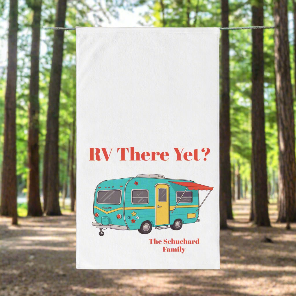 RV There Yet? Hand Towel, Camping Gift, Retirement Gift Personalized Family Gift, Motorhome Decor, Camper Kitchen Towel - Razels