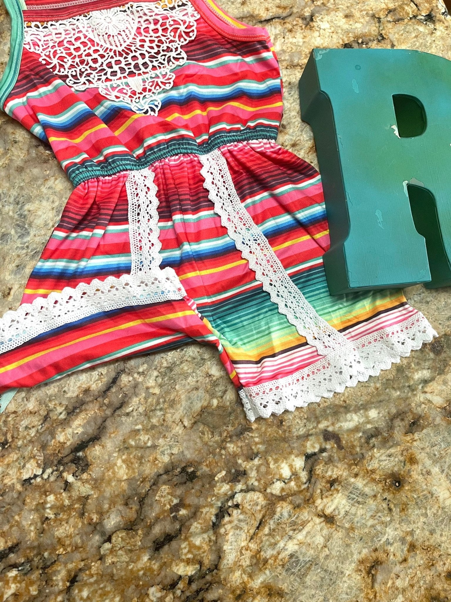 Serape and Lace Romper Jumpsuit Girls FIESTA Summer Jumper - Razels