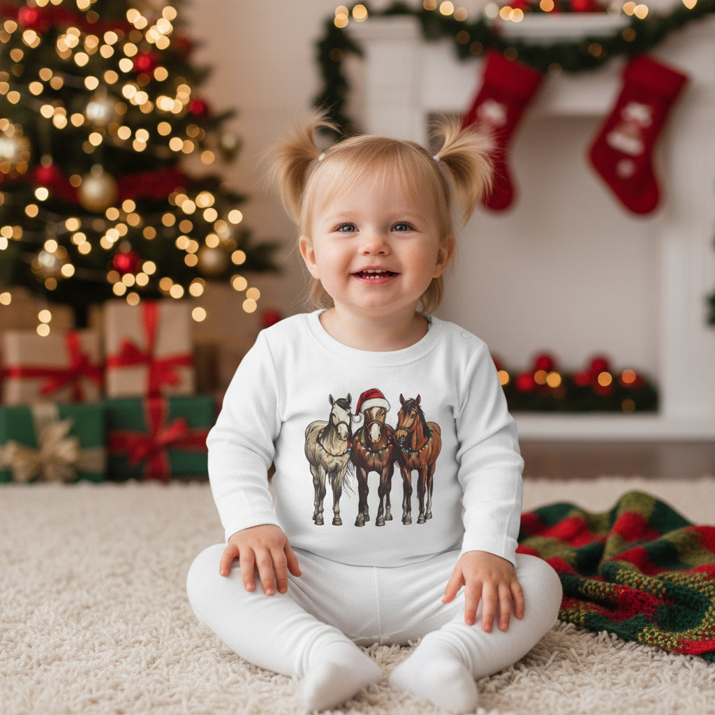 toddler girl christmas horse tshirt, matching family christmas 