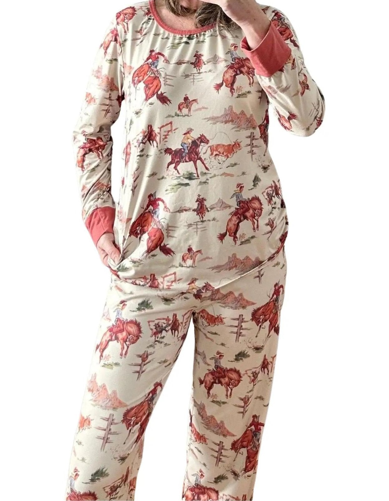 Vintage Cowboy Pajamas RETRO Western FAMILY Pjs RETRO Cowboy PJs Classic Western Print Unisex Pajamas - Razels