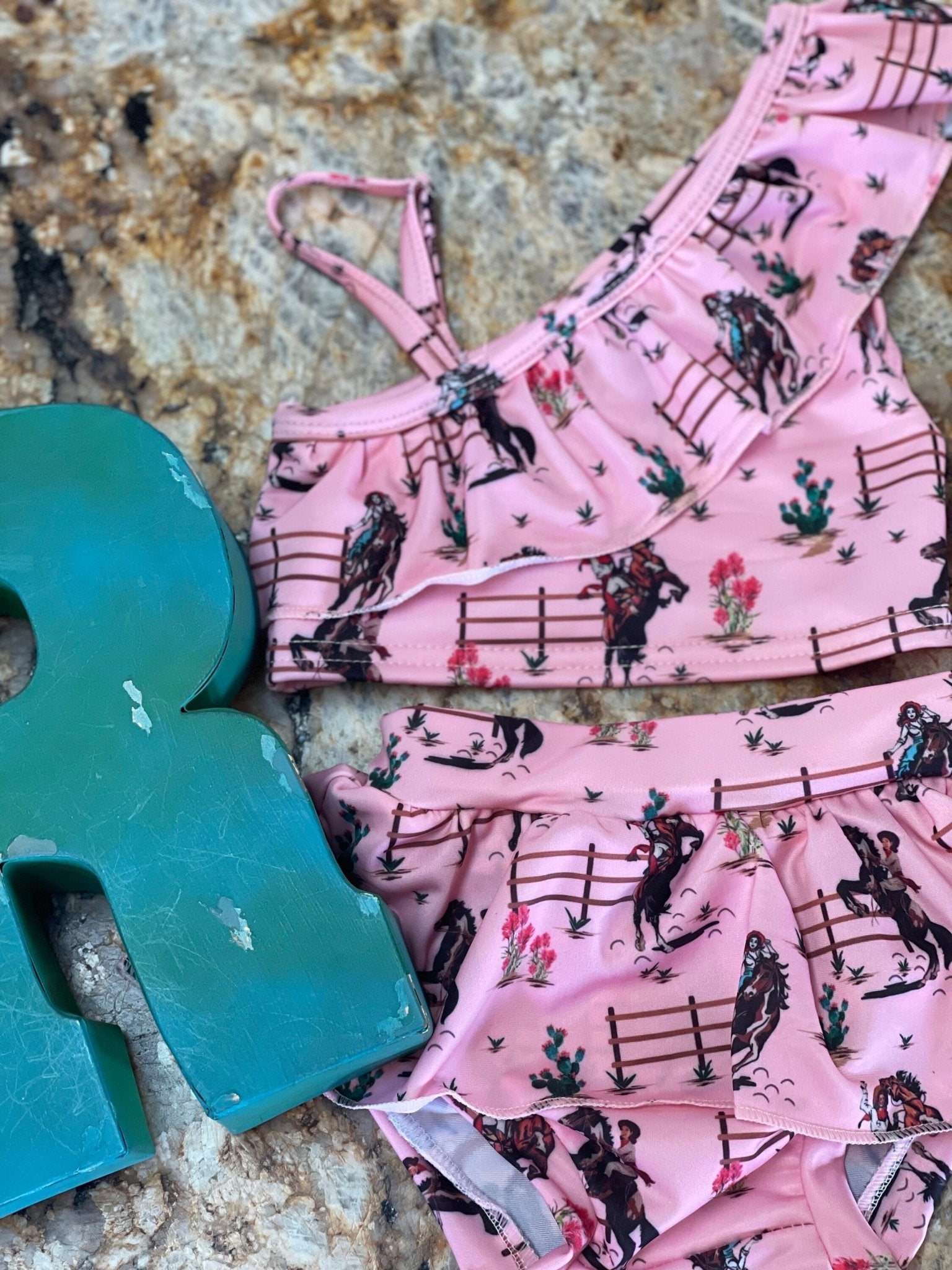Vintage Cowgirl Swimsuit, Pink Western Tankini - Razels