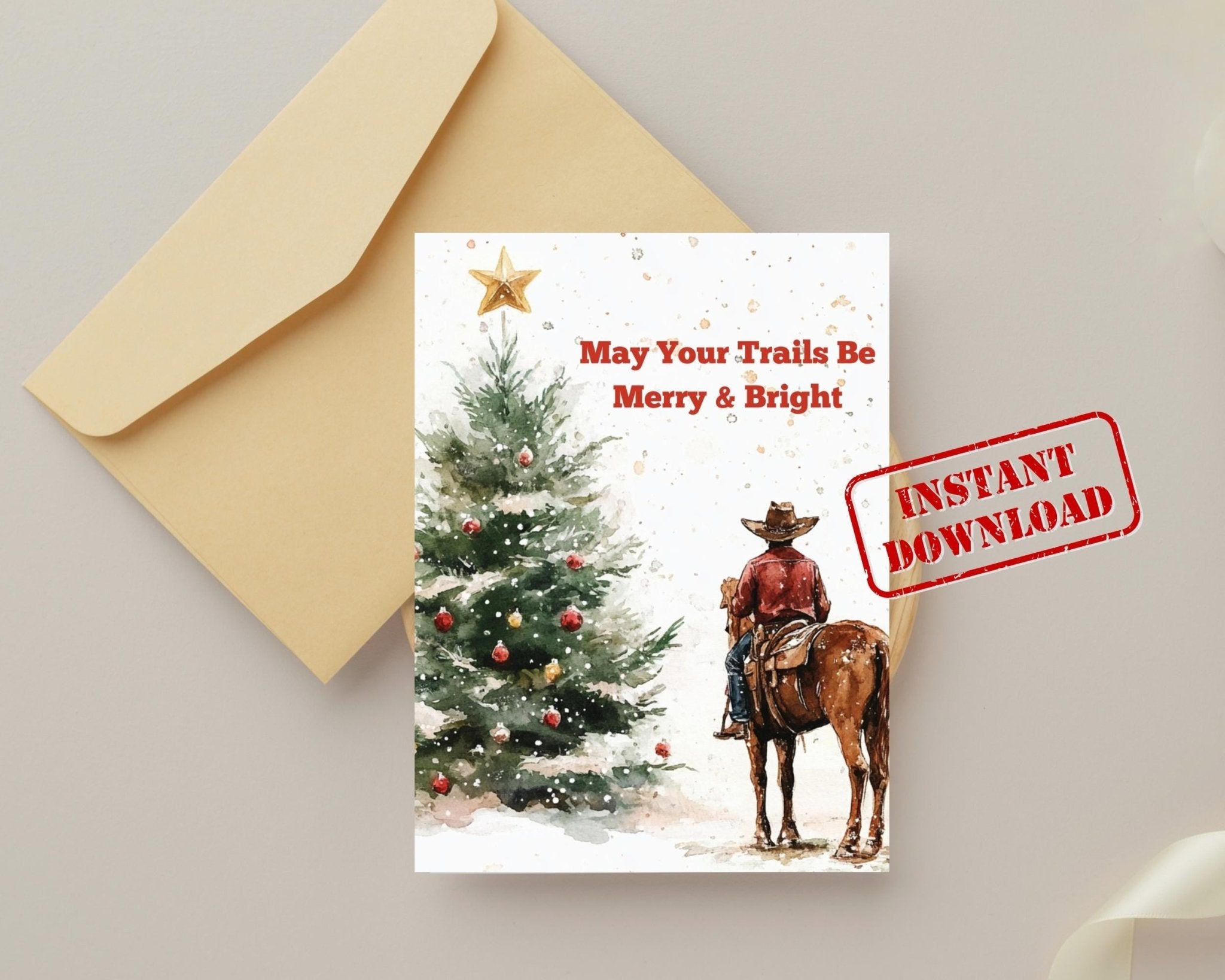 Western Christmas Card, Happy Trails Christmas Card - Razels