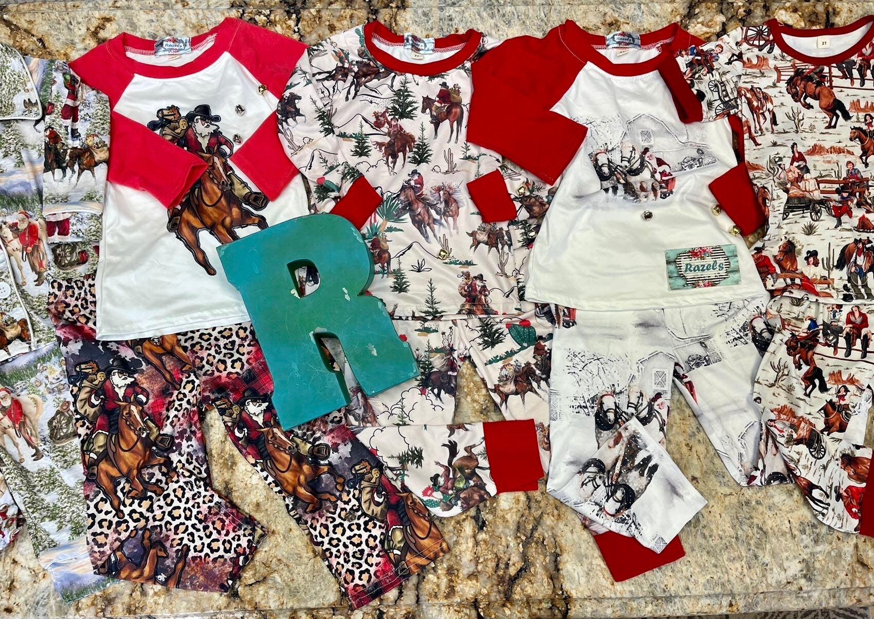 Western Family Christmas Pajamas, COWBOY SANTA Christmas PAJAMAS - Razels