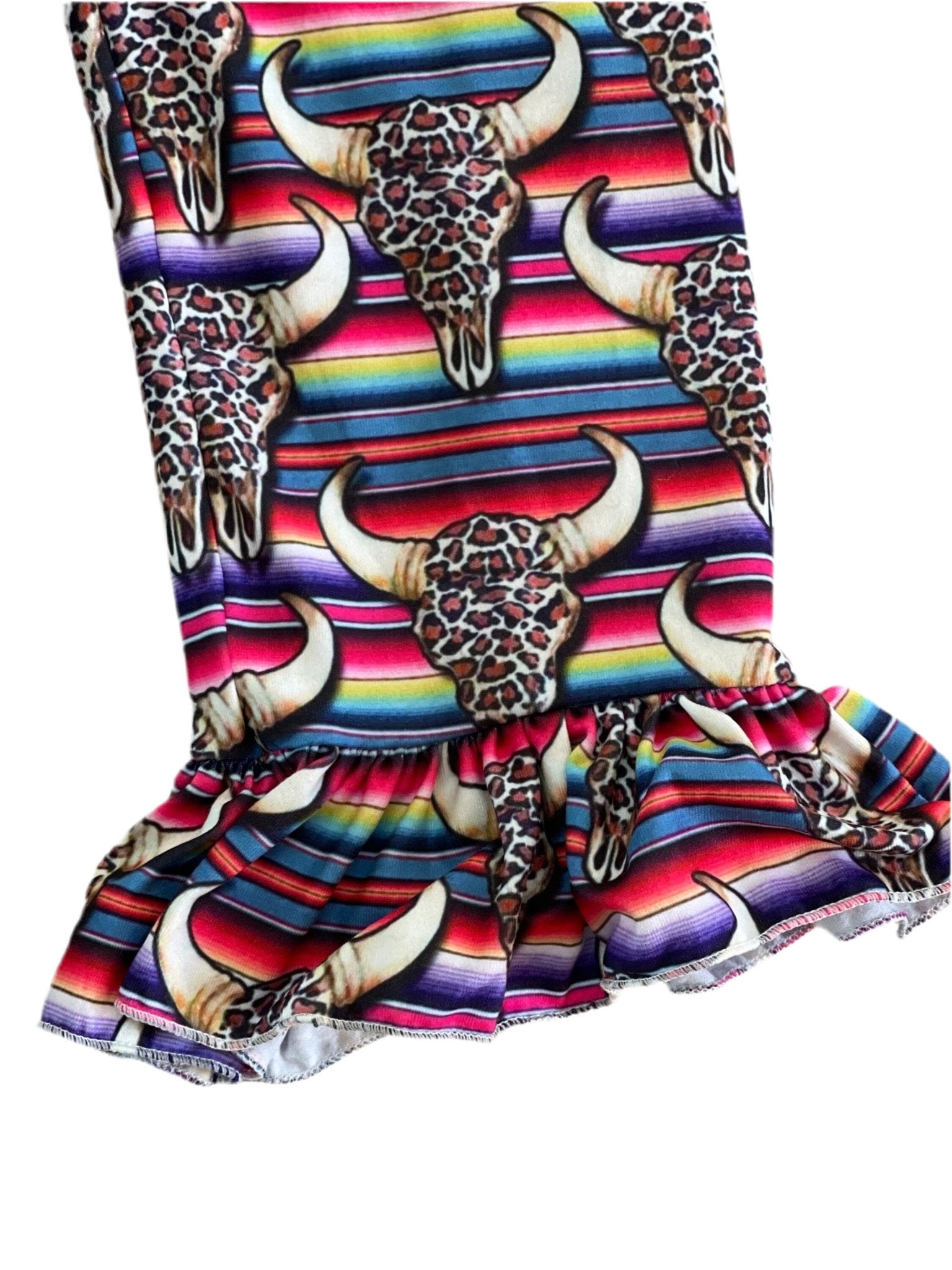 WESTERN Jumpsuit Bell Bottom Jumpsuit Girls Romper Pink Serape Cowgirl Outfit Western Back to School Outfit Western Skull Print - Razels