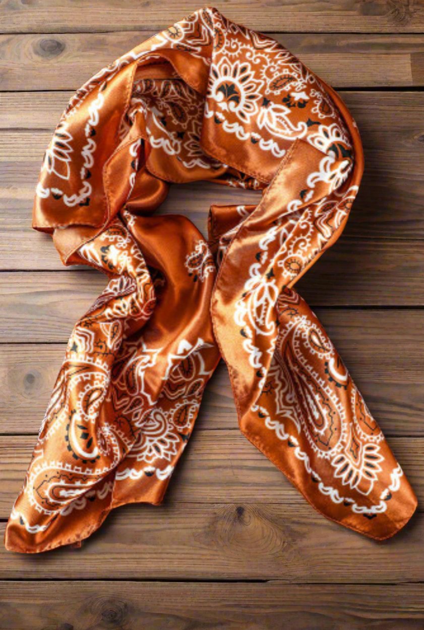 Western Paisley Wild Rag Scarf, Fall Bandana for Cowgirls, Large Neckerchief, - Razels