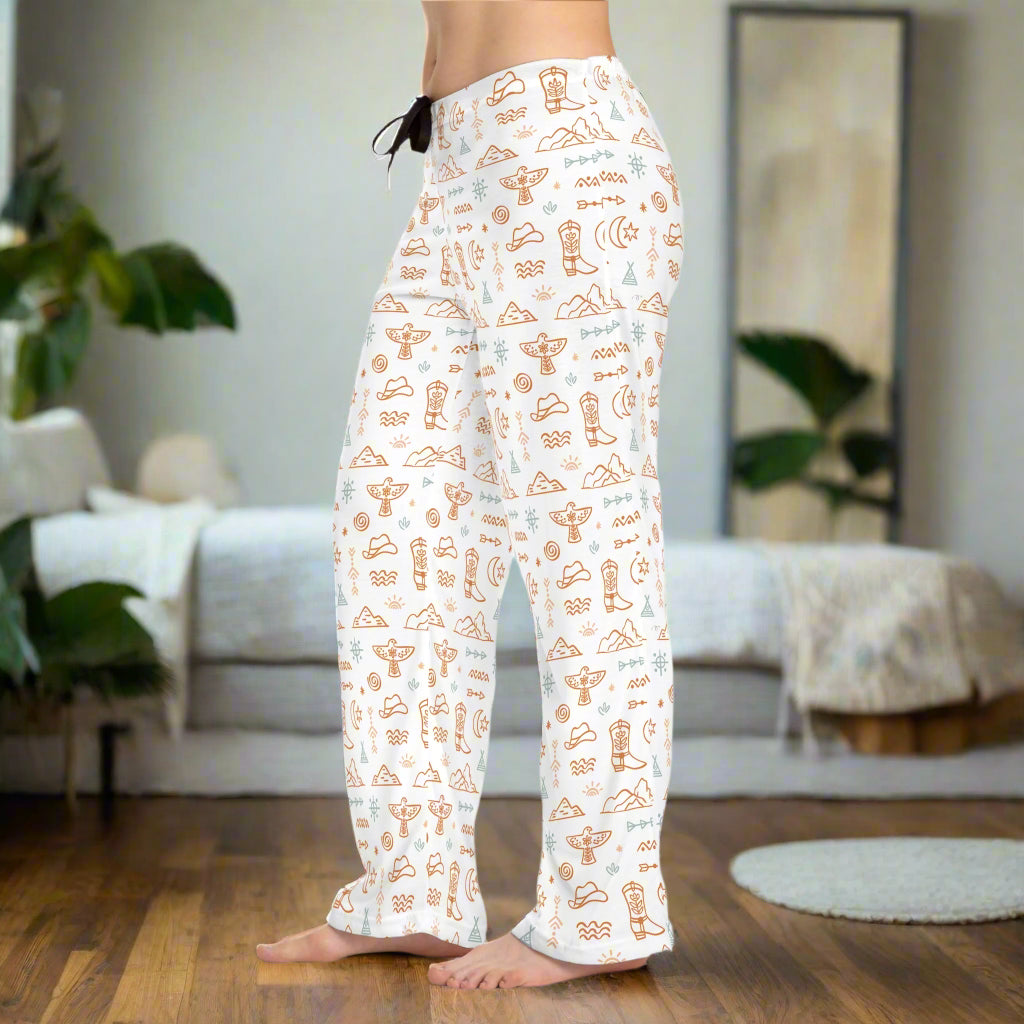 western cowgirl pajama pants, western print 