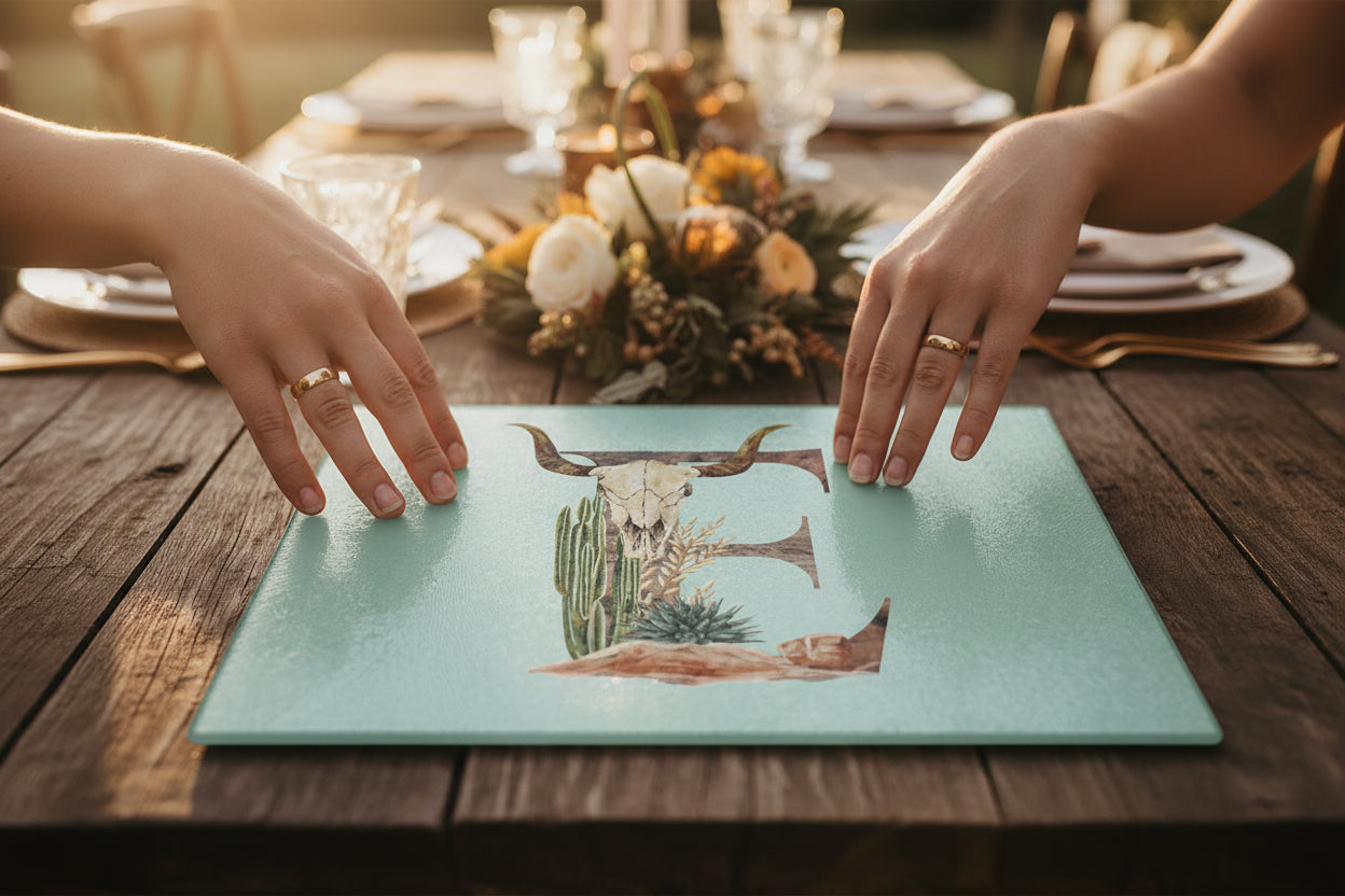 Personalized Wedding Gift, Western Initial Cutting Board Custom Cowboy Ranch Kitchen Decor Newlywed Keepsake Hostess Present -Razels