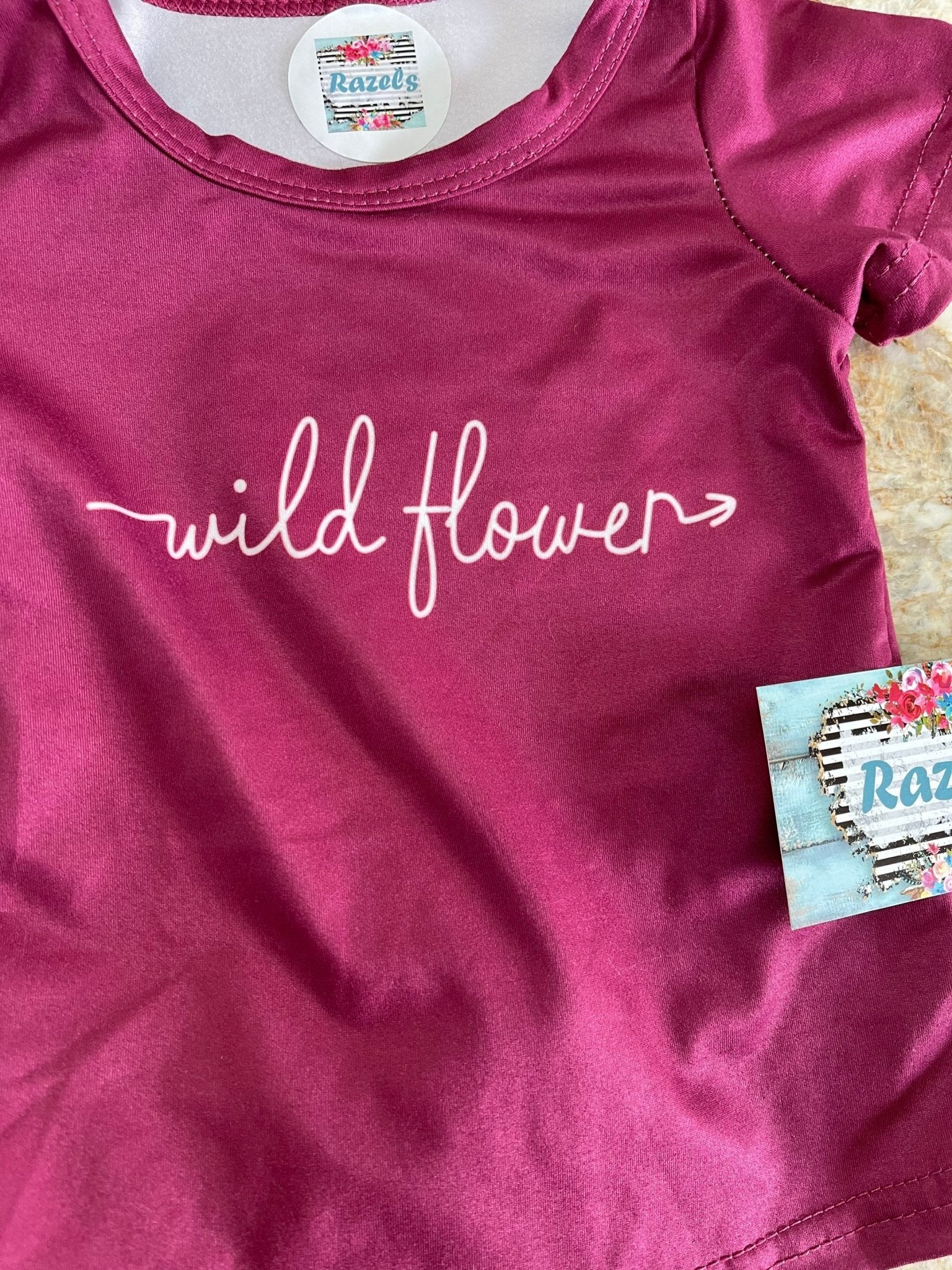 WILDFLOWER BELL Bottom T-Shirt Set / Purple Floral Flower Flares / Do you Suppose She's a Wildflower Shirt / Summer Bells - Razels