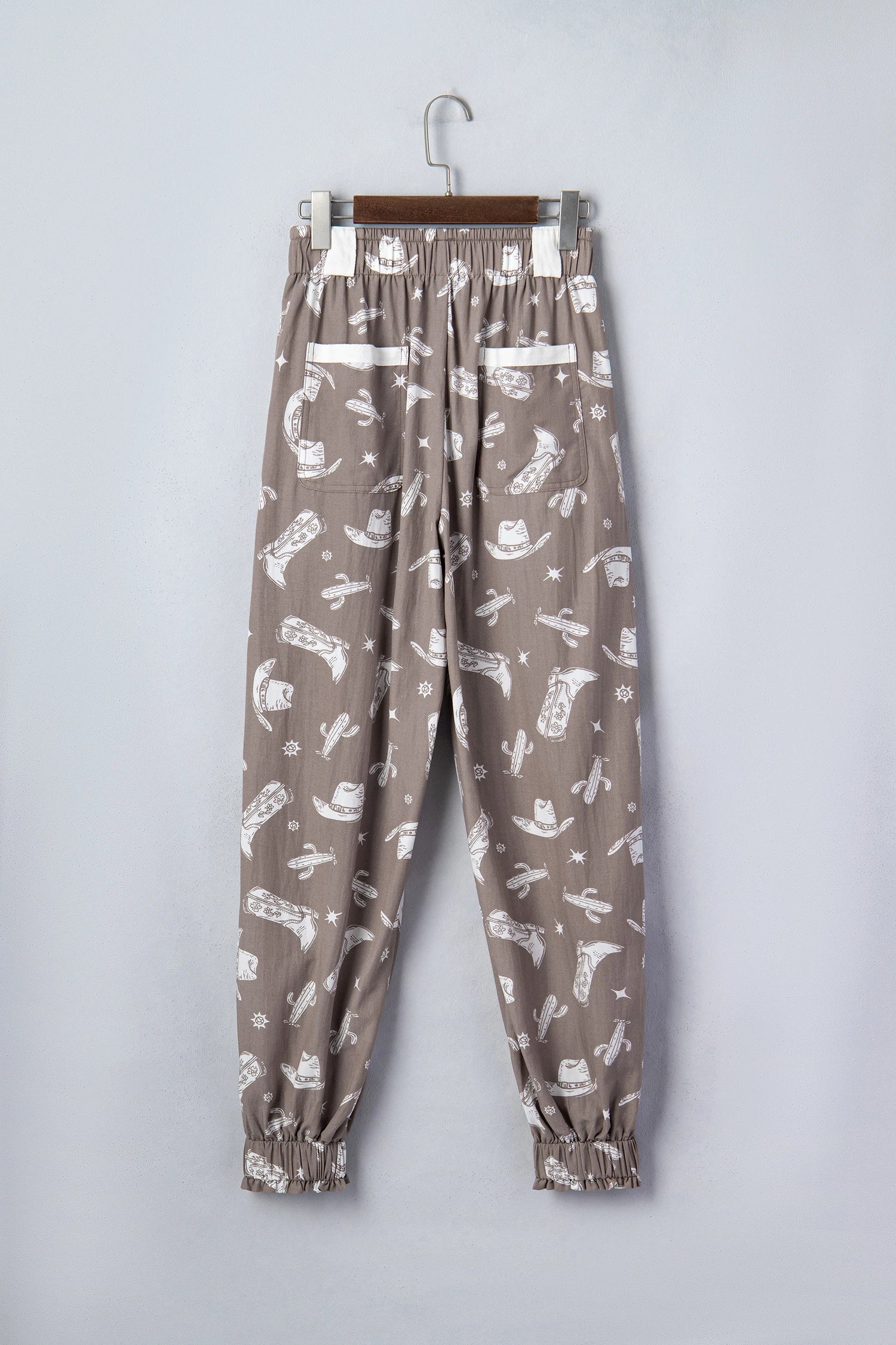 Women’s Khaki Western Print Jogger Pants