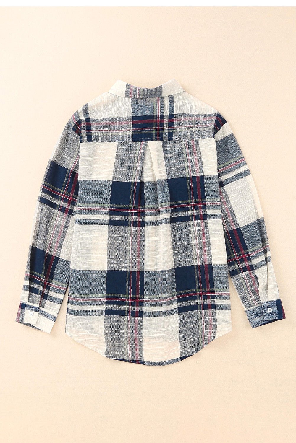 Womens Plaid Layering Shirt Lightweight Blue Distressed Raw Edge Plaid Print Shirt - Razels